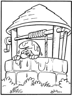 A coloring page of the smurfs
